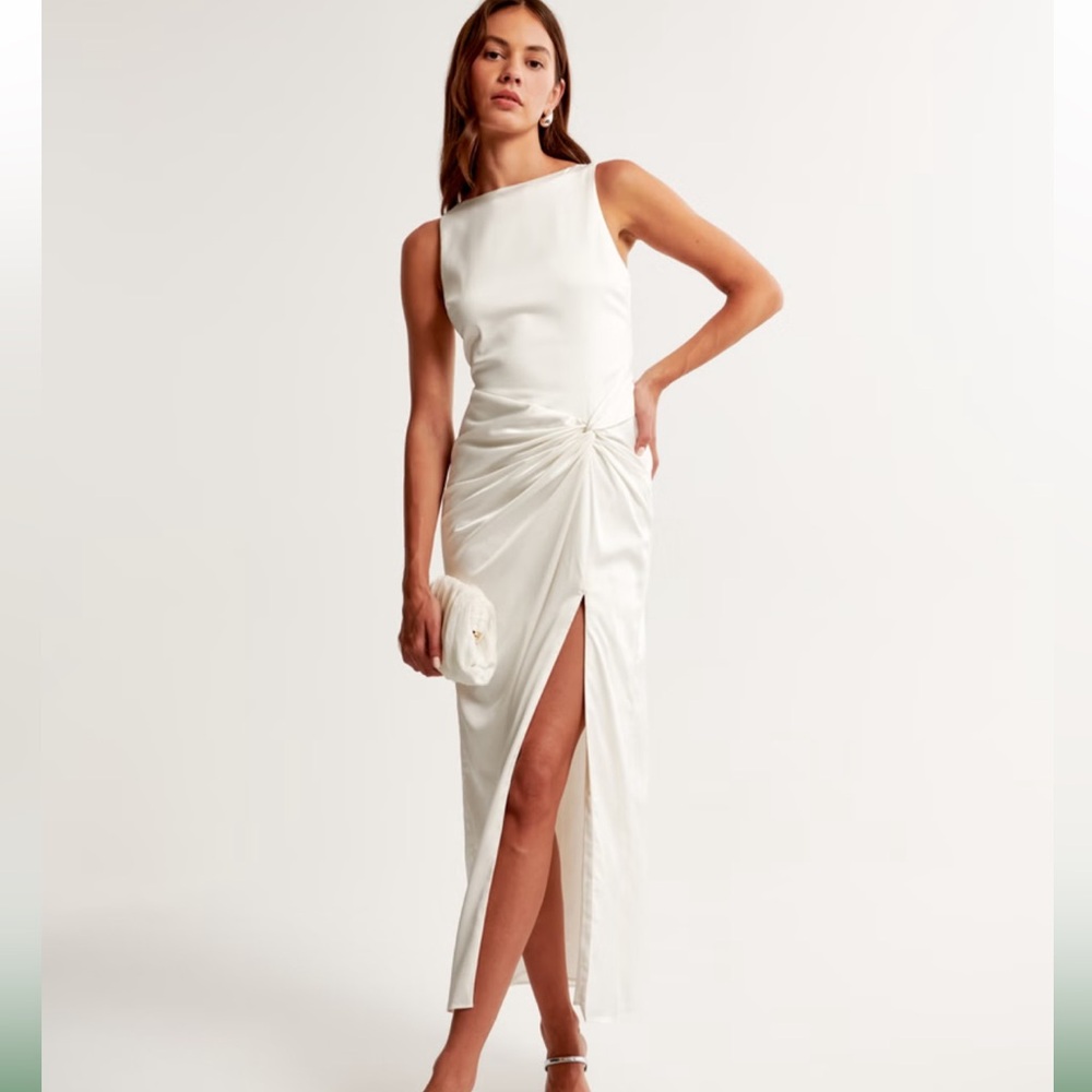 Abercrombie Draped Skirt Maxi Dress White